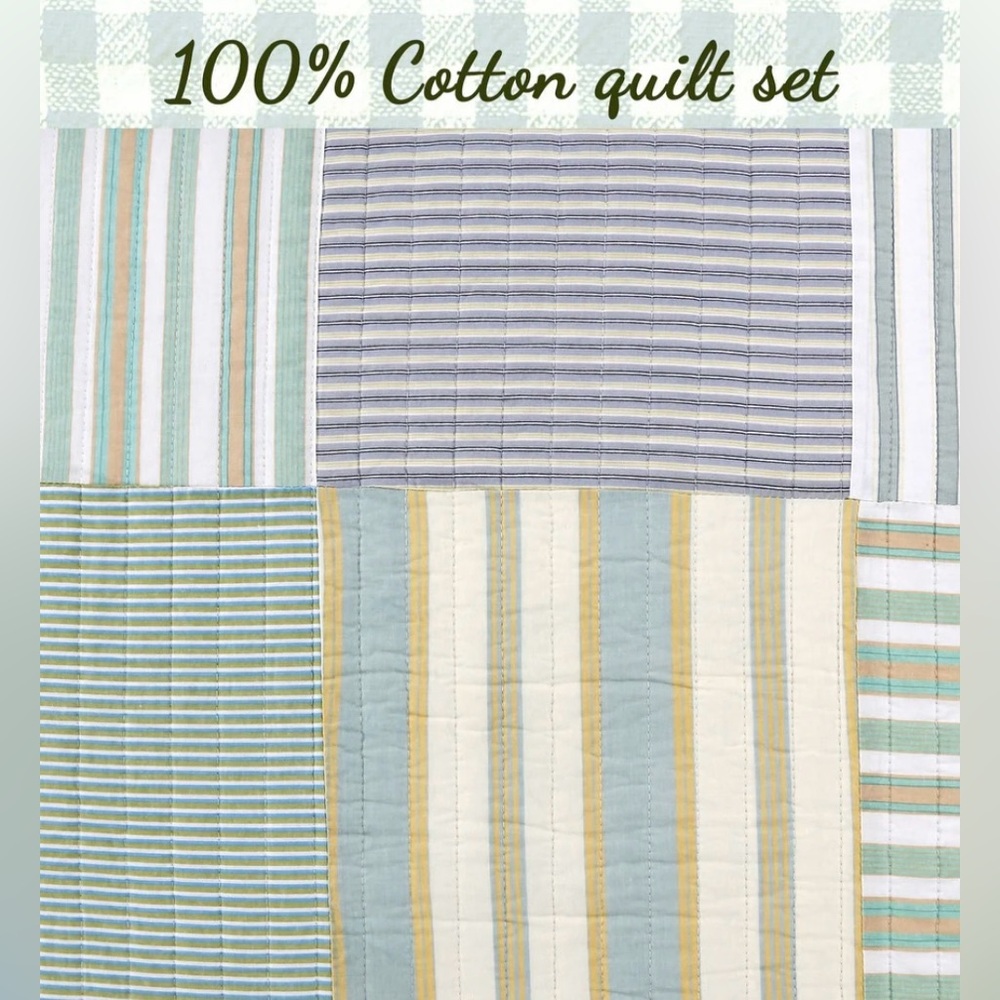 Cozy Line Spa Stripes Patchwork Quilt Bedding Set Twin - Picture 5 of 7